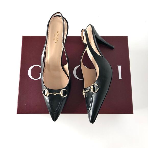 NIB Gucci Horsebit Slingback 100mm Pointed Toe Pumps 39 - Picture 1 of 10